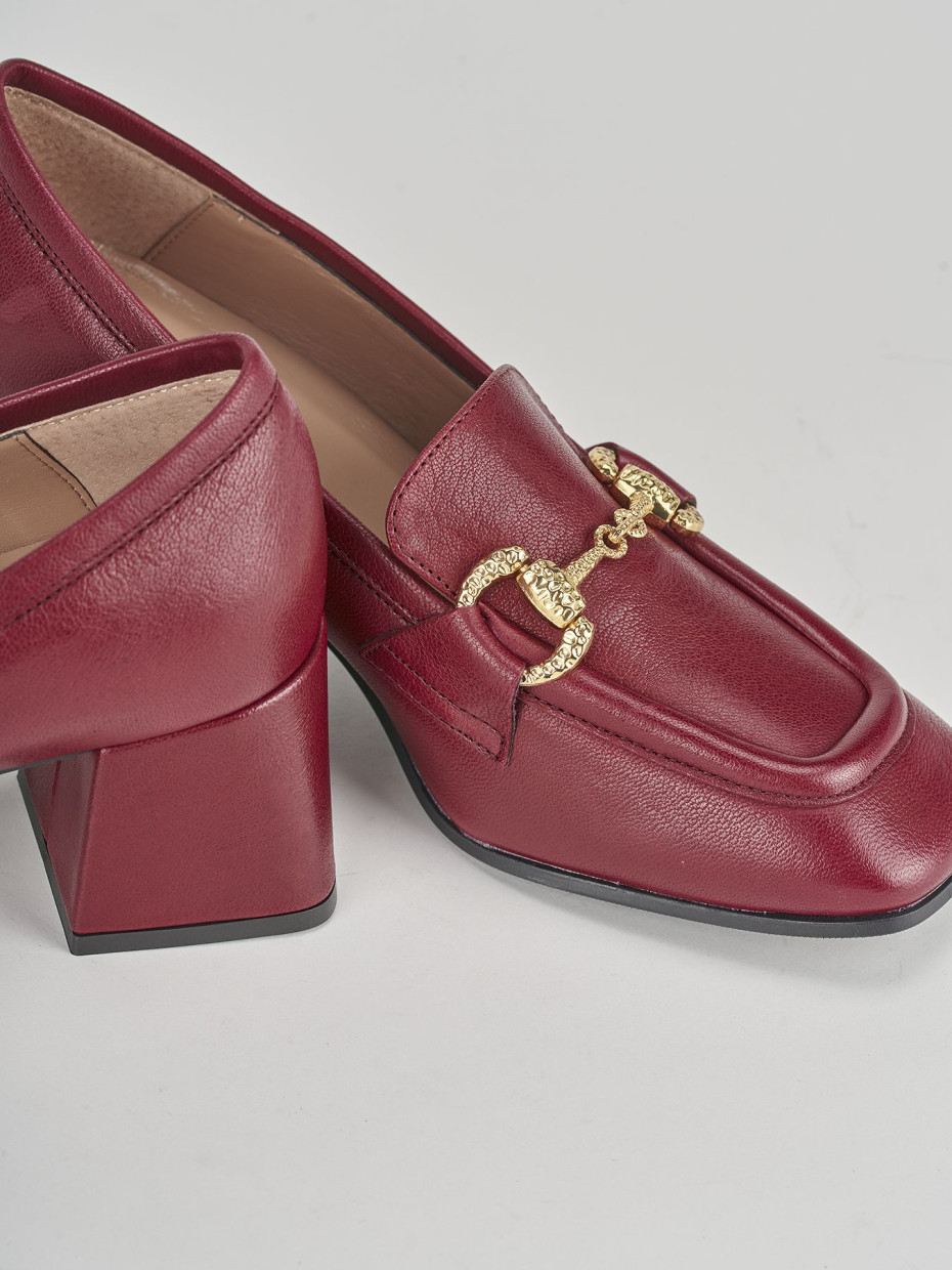 Mocassini tacco 6cm pelle bordo'