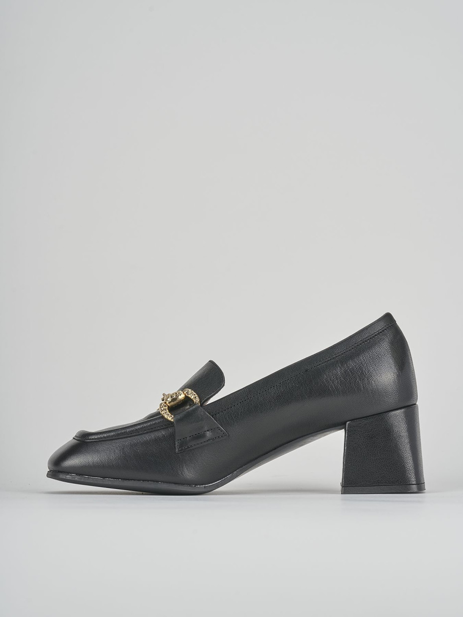 Mocassini tacco 6cm pelle nero
