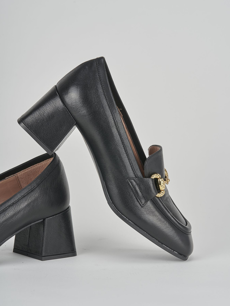 Mocassini tacco 6cm pelle nero