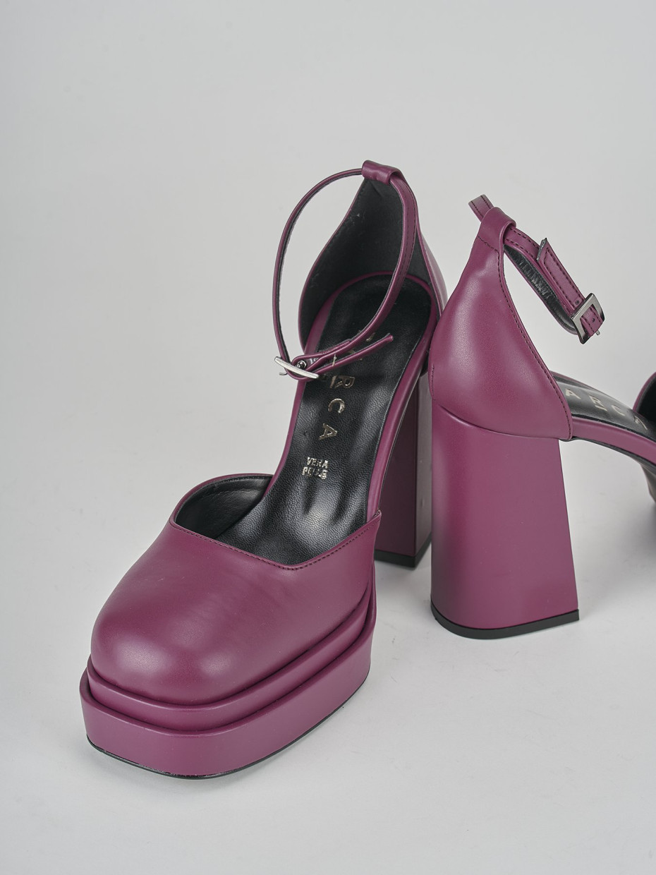 Décolleté e slingback tacco 11cm pelle viola
