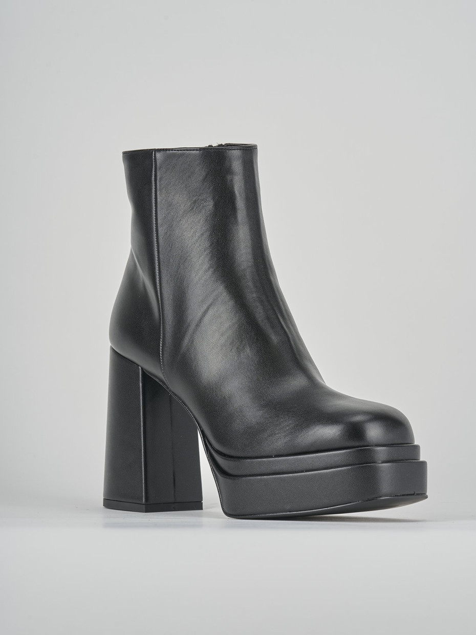 High heel ankle boots heel 8 cm black leather
