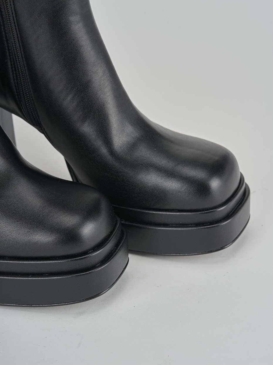 High heel ankle boots heel 8 cm black leather