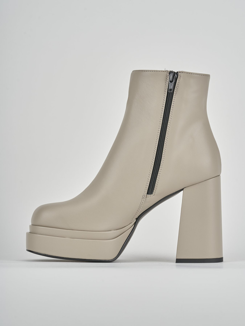 High heel ankle boots heel 8 cm beige leather