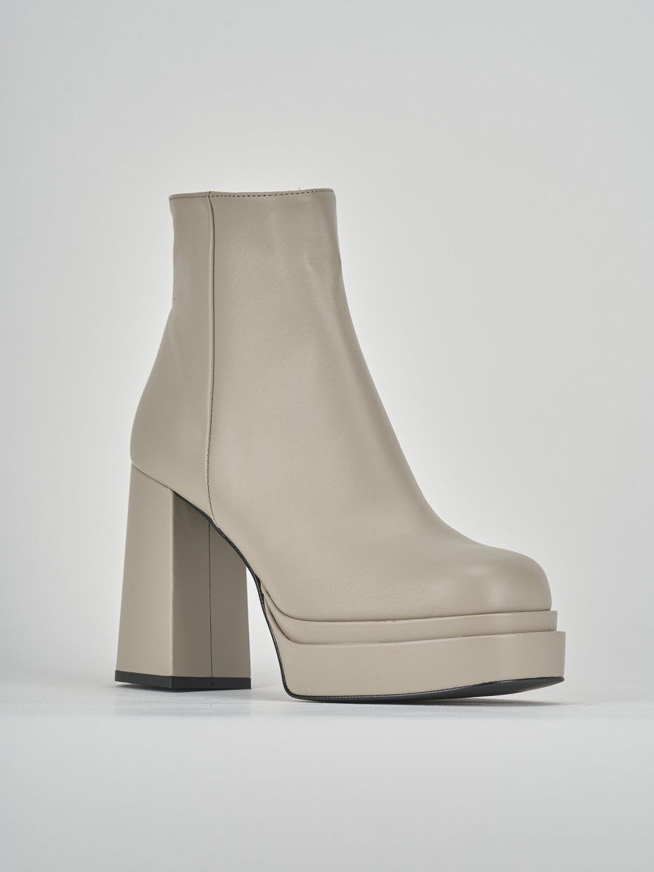 Stivaletti tacco 8cm pelle beige