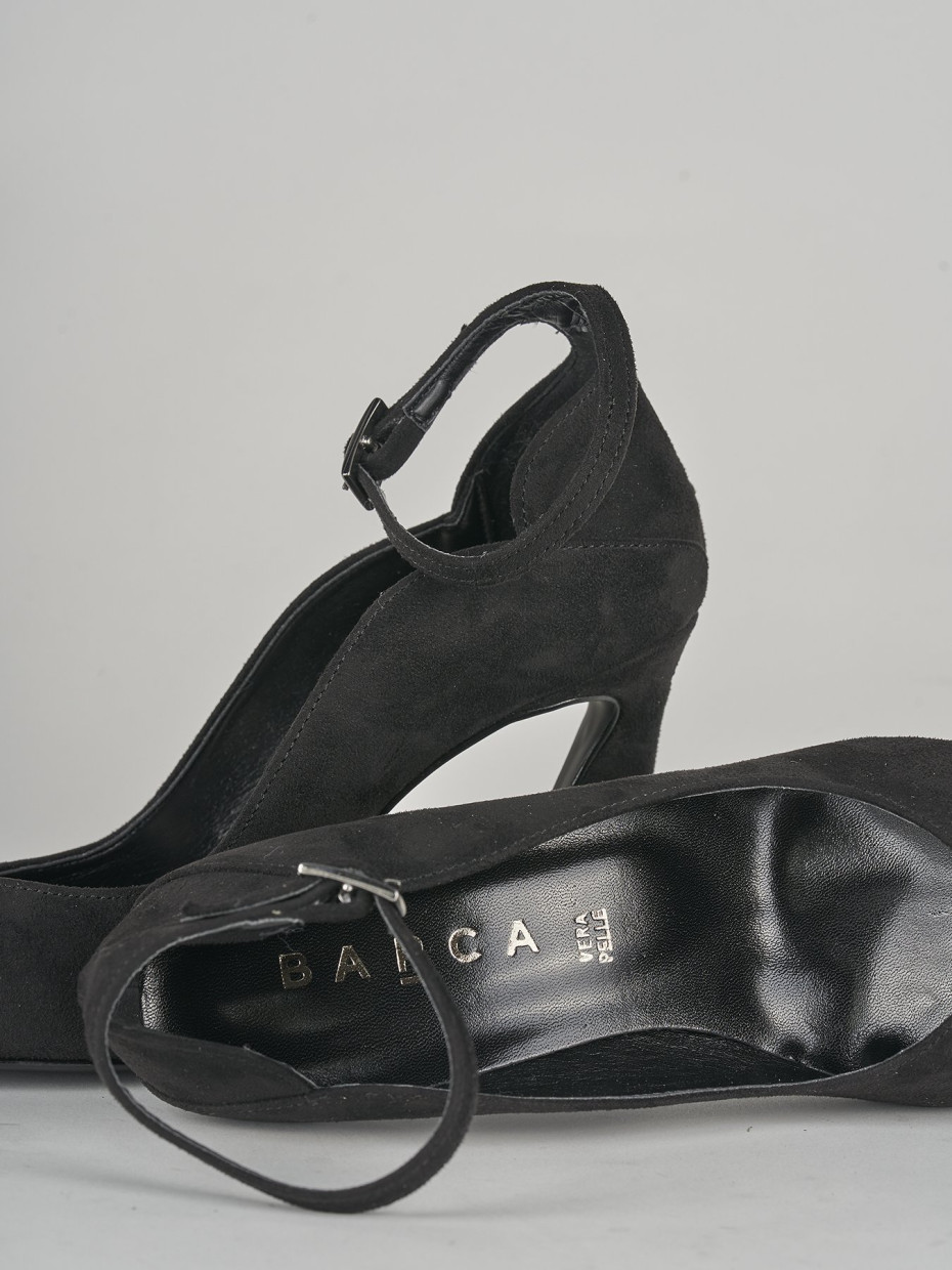 Décolleté e slingback tacco 8cm camoscio nero