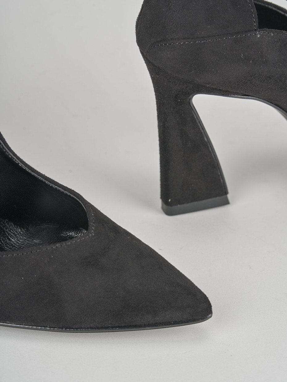 Décolleté e slingback tacco 8cm camoscio nero