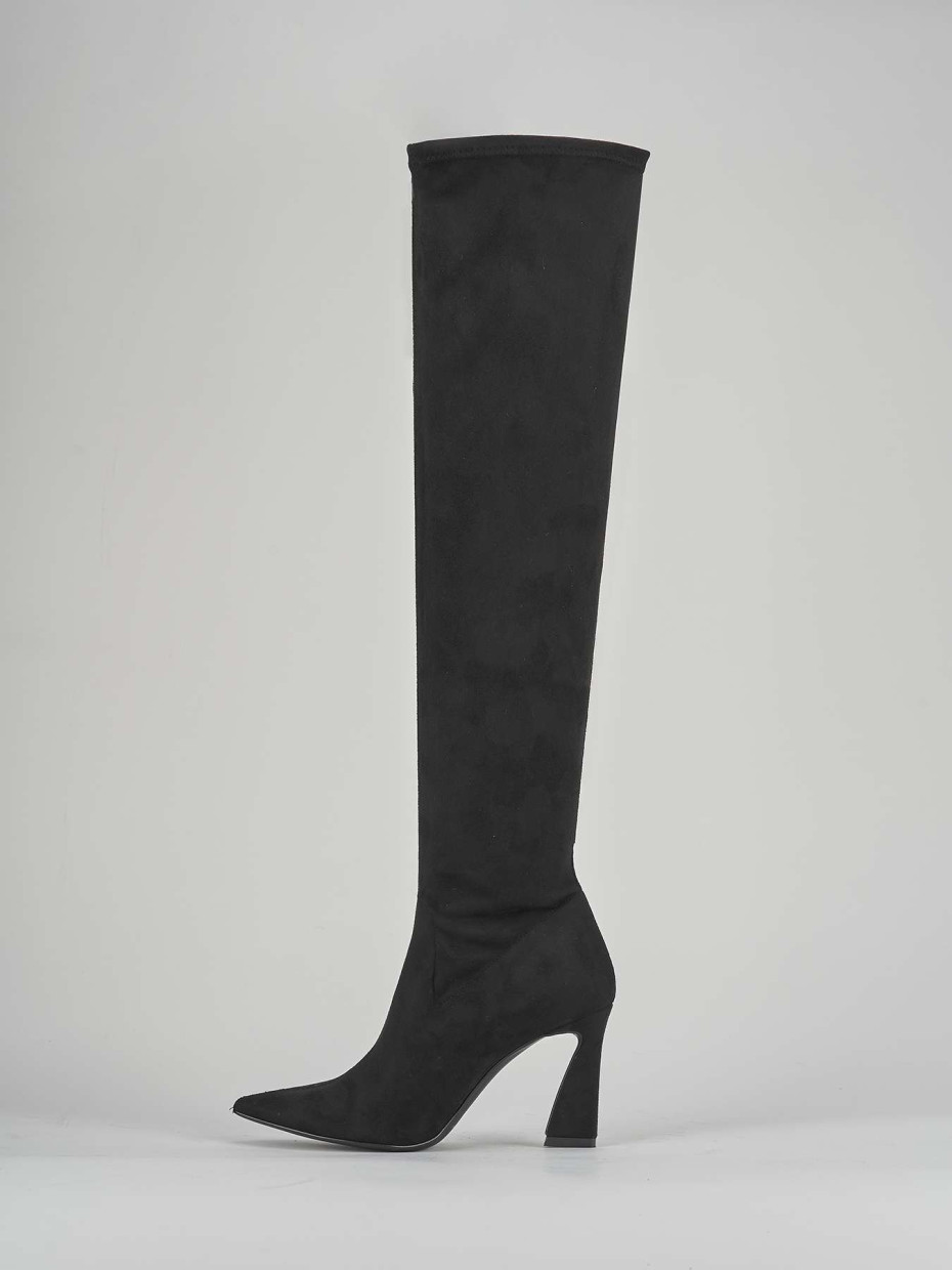 High heel boots heel 8 cm black suede
