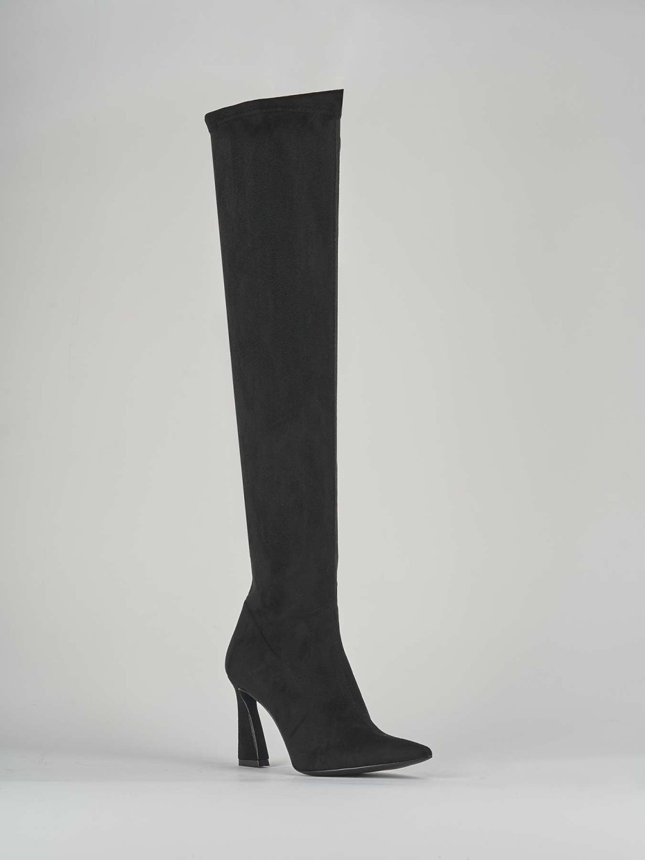 High heel boots heel 8 cm black suede
