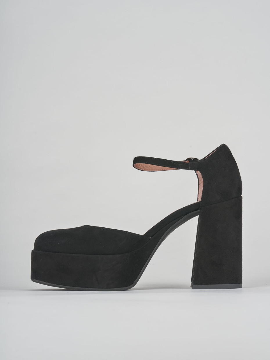 Pumps heel 9 cm black chamois