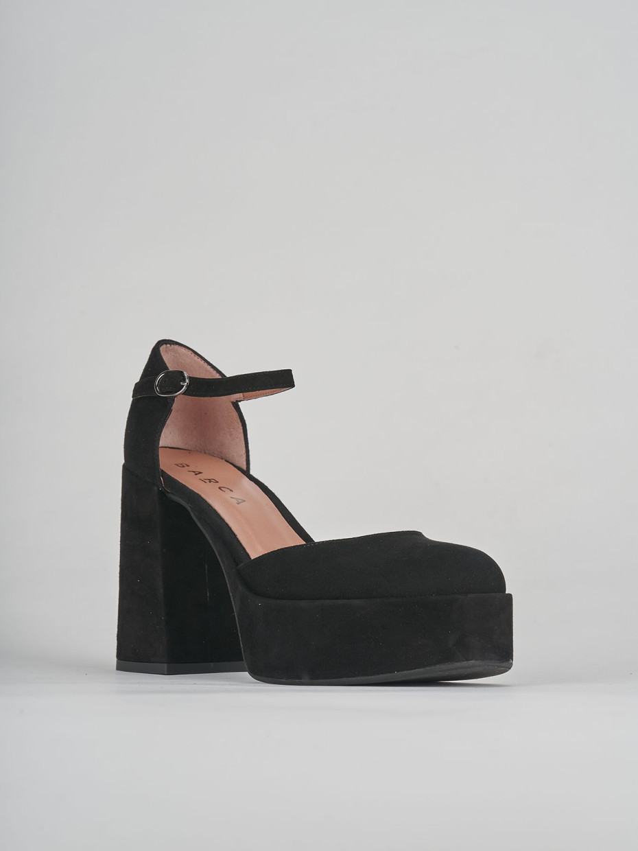 Pumps heel 9 cm black chamois