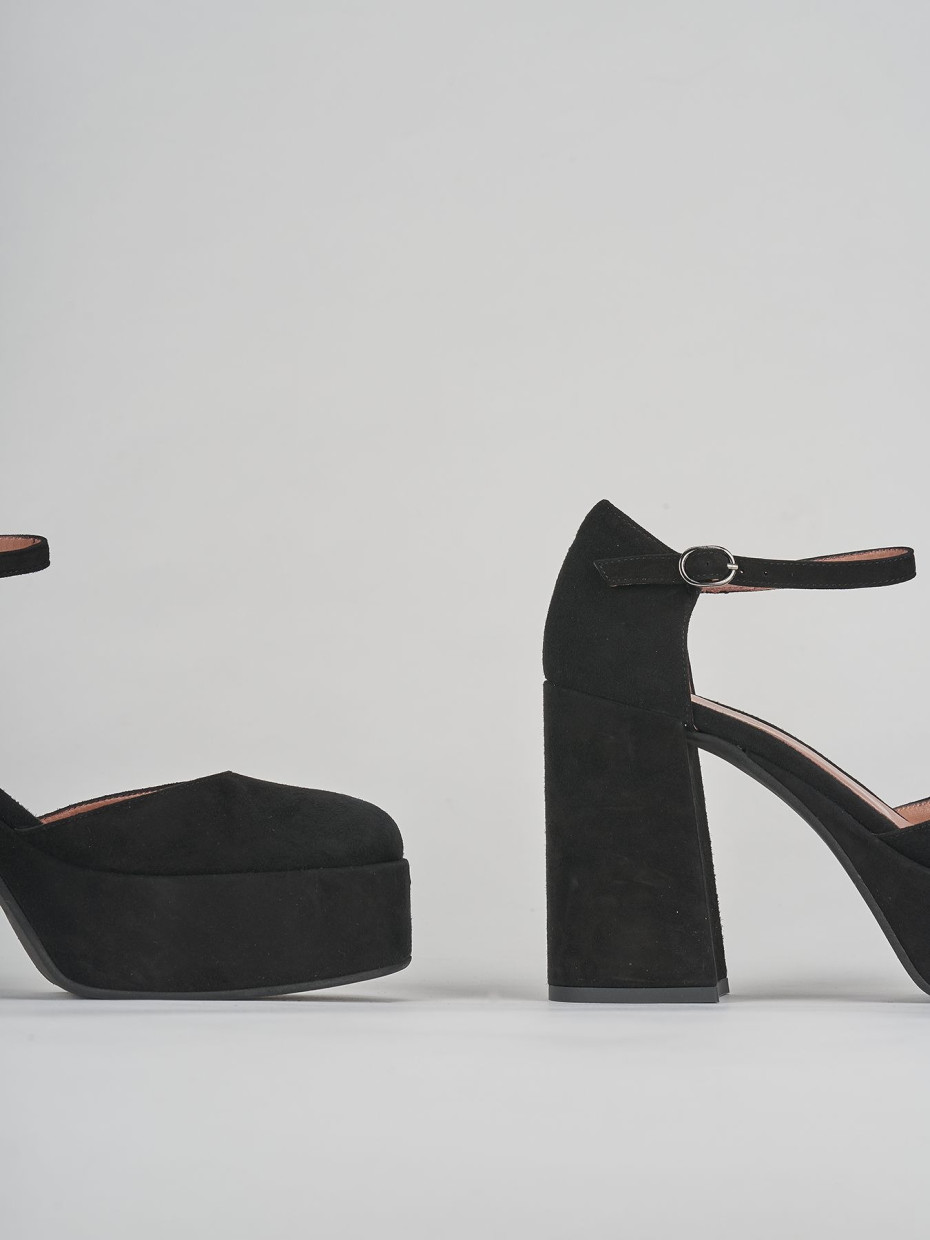 Pumps heel 9 cm black chamois