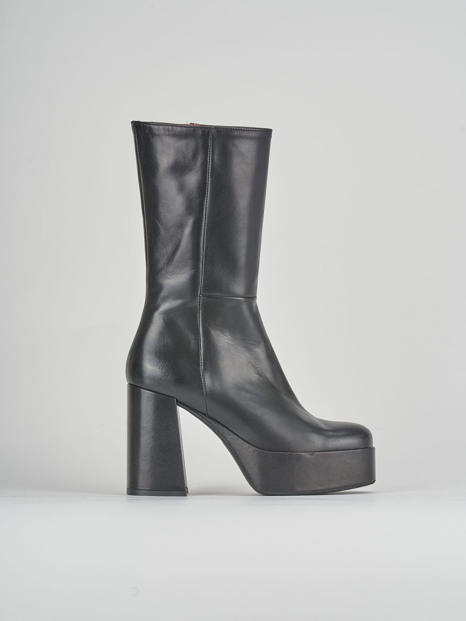 High heel ankle boots heel 11 cm black leather
