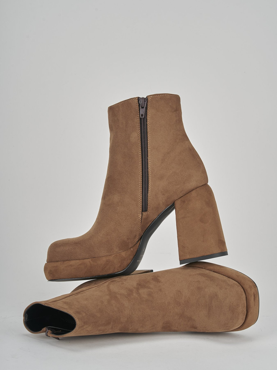 Stivaletti tacco 11cm camoscio marrone