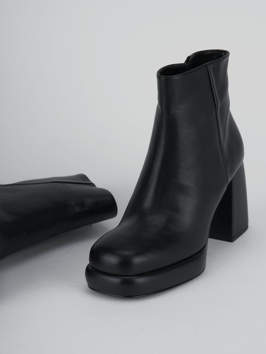 High heel ankle boots heel 11 cm black leather