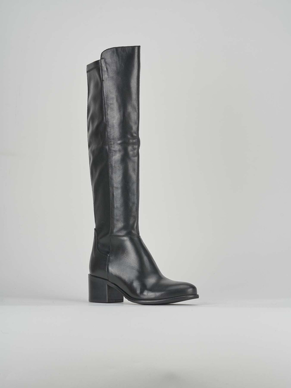 High heel boots woman heel 5 cm black leather | Barca Stores