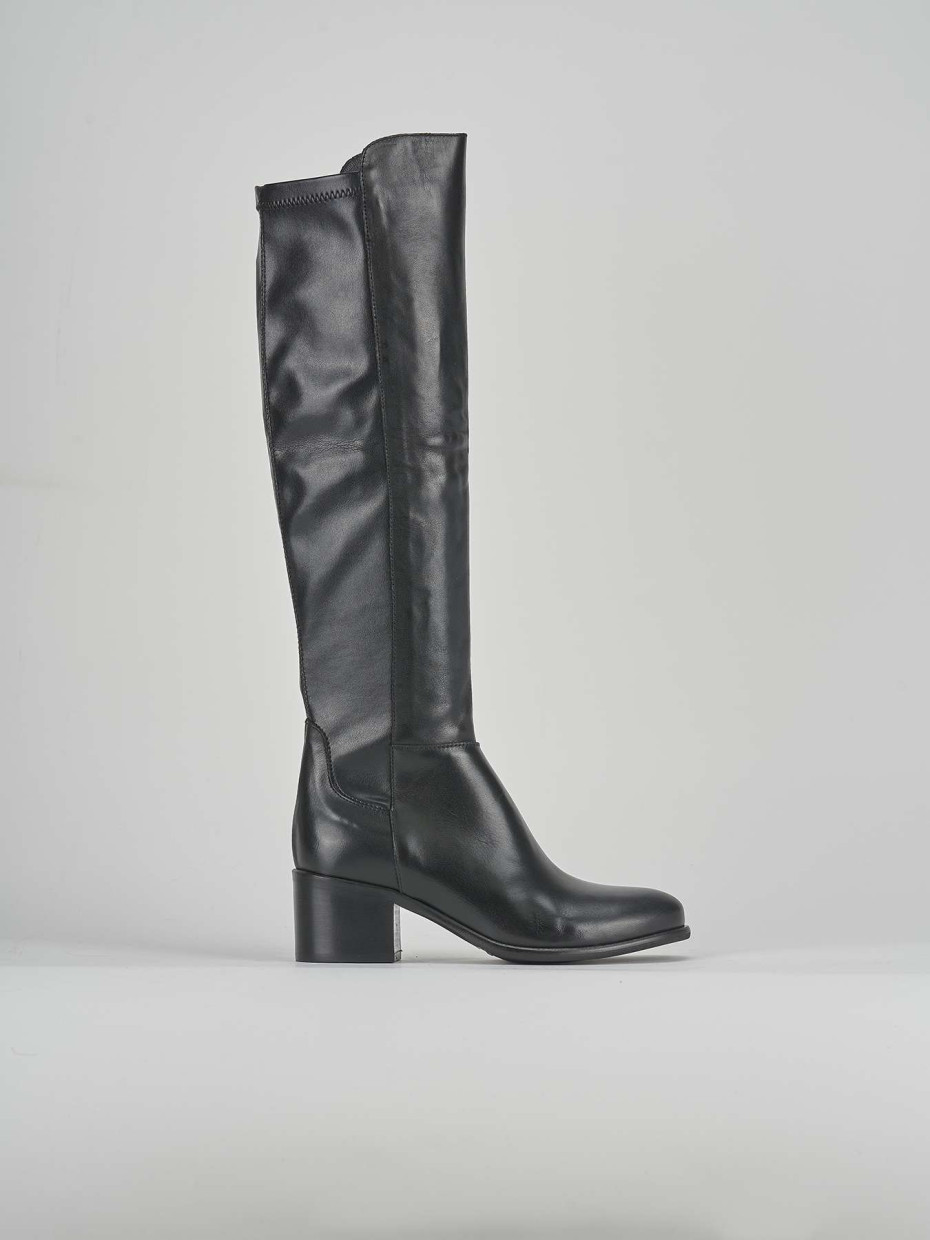 High heel boots heel 5 cm black leather