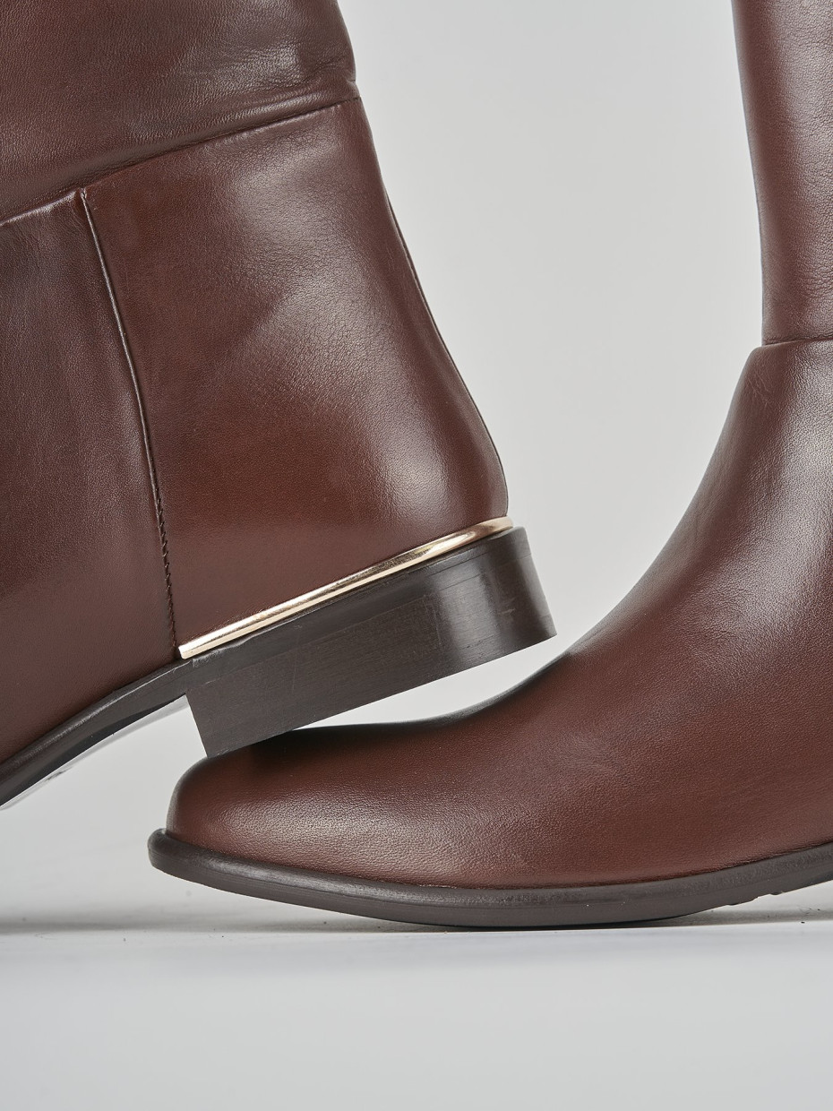 Stivali tacco 2cm pelle marrone Barca Stores