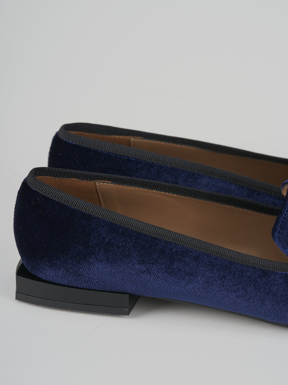 Loafers heel 1 cm blu leather