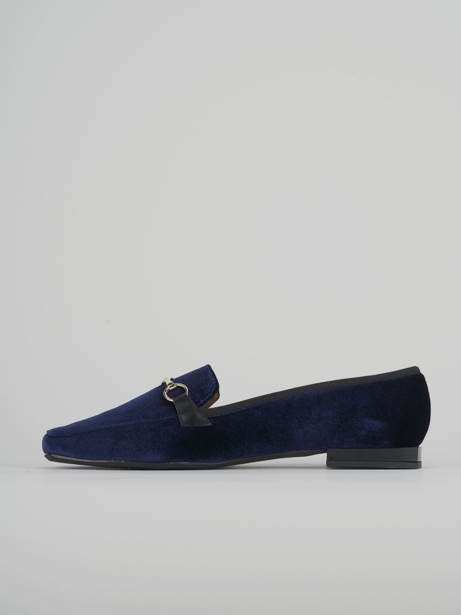 Loafers heel 1 cm blu leather