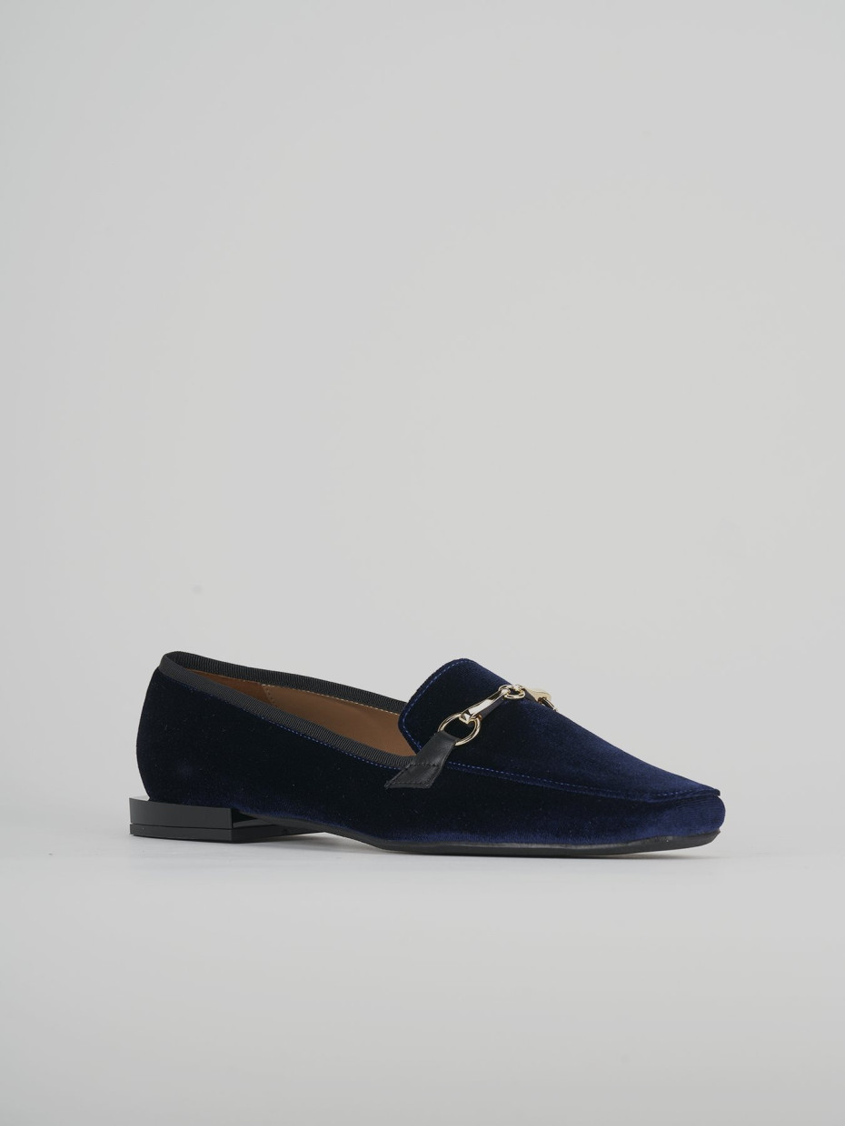 Loafers heel 1 cm blu leather
