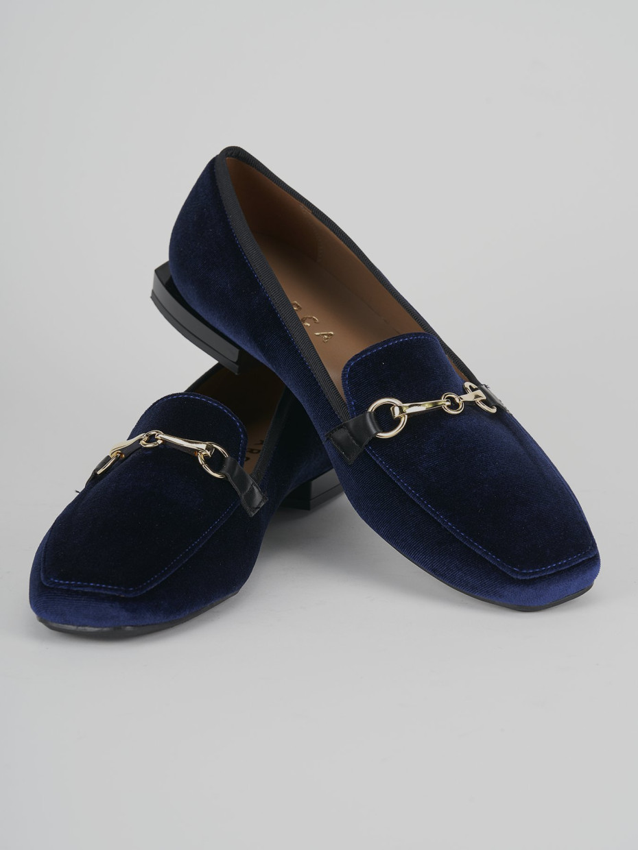 Loafers heel 1 cm blu leather