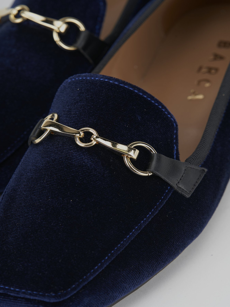 Loafers heel 1 cm blu leather
