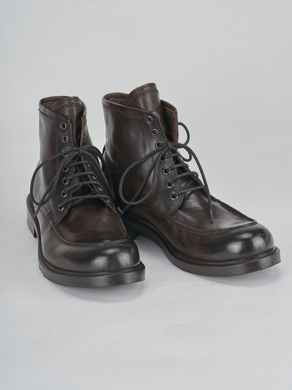 Combat boots dark brown leather