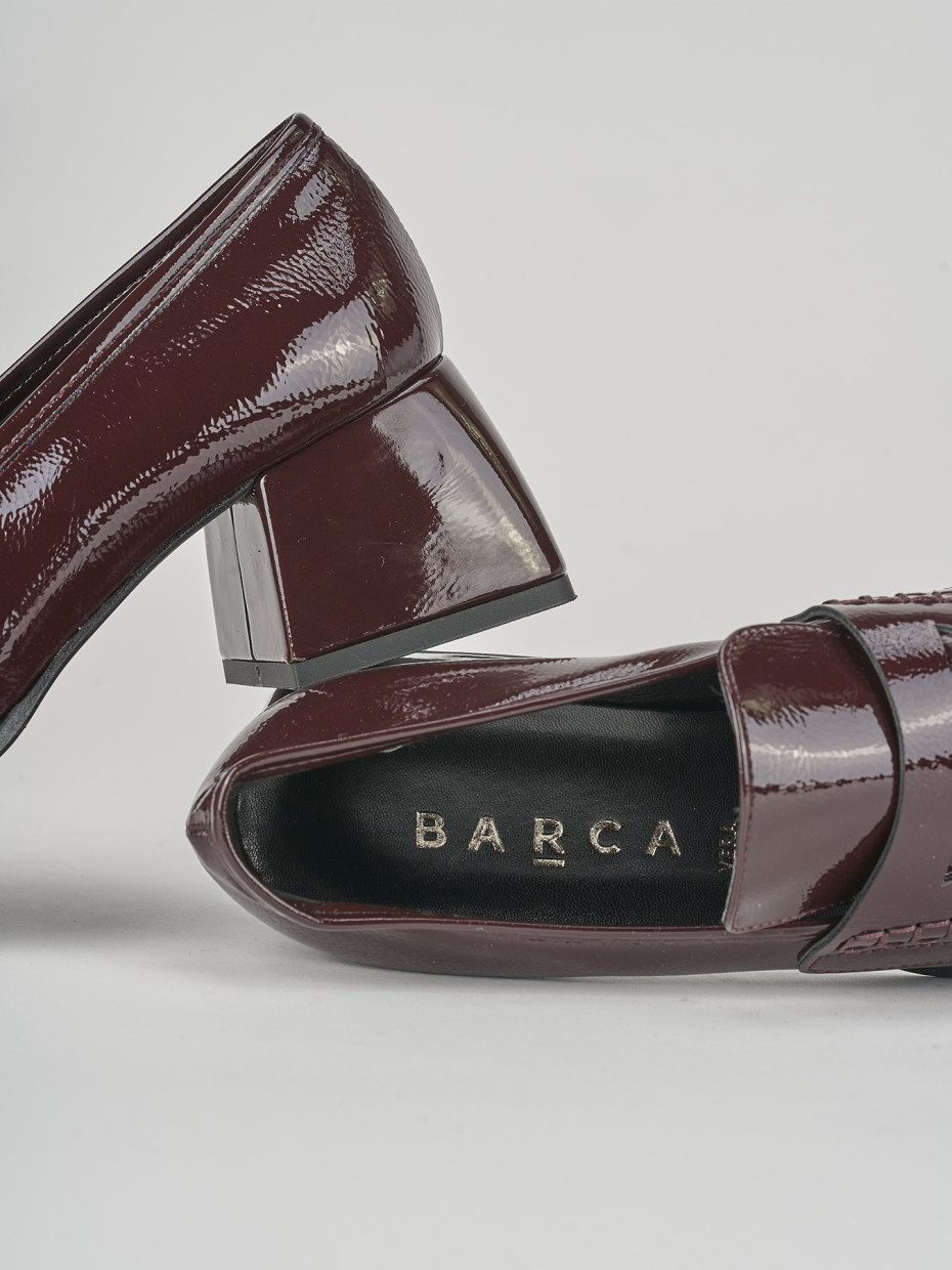 Mocassini tacco 4cm pelle bordo'