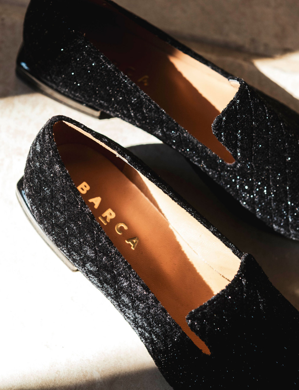 Black sequin flat online shoes