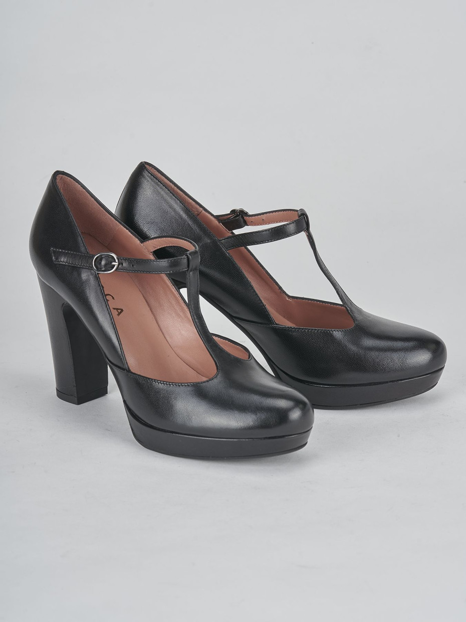 Décolleté e slingback tacco 8cm pelle nero