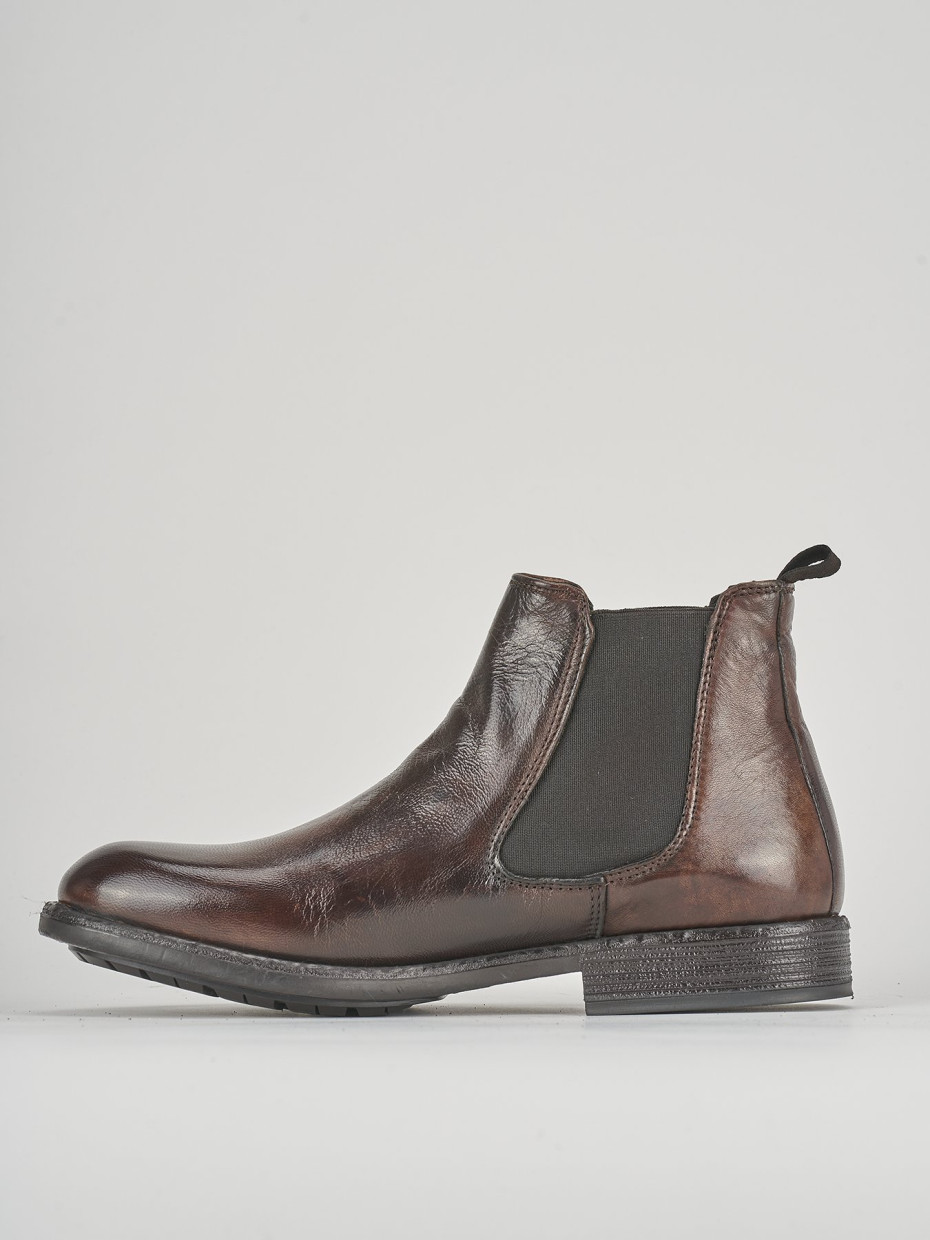 Ankle boots heel 1 cm brown leather