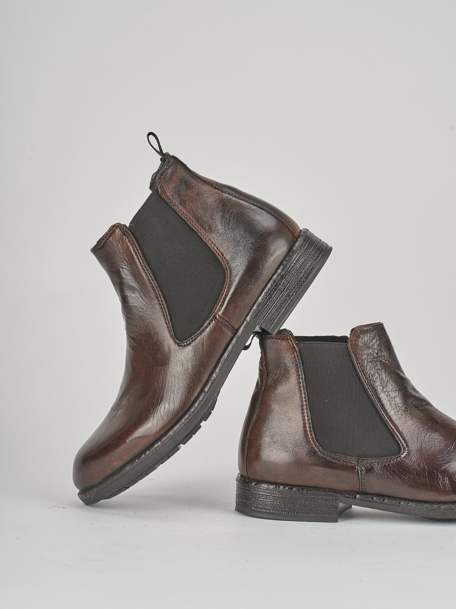 Ankle boots heel 1 cm brown leather