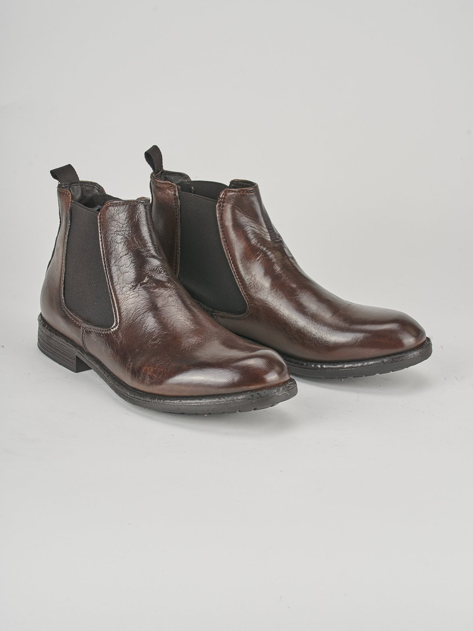 Ankle boots heel 1 cm brown leather