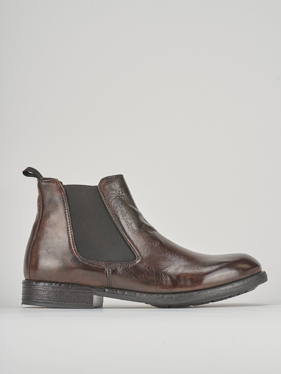 Ankle boots heel 1 cm brown leather