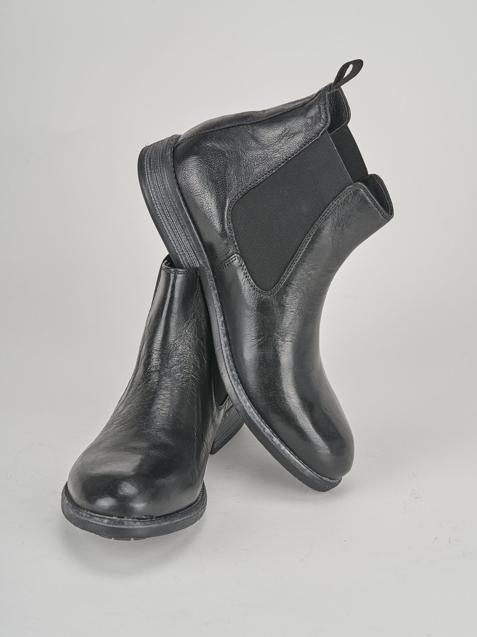 Ankle boots heel 1 cm black leather