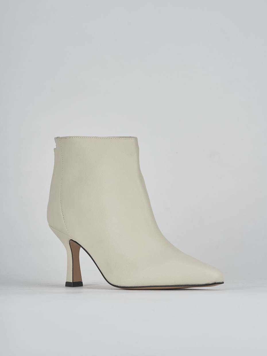 High heel ankle boots heel 7 cm white leather