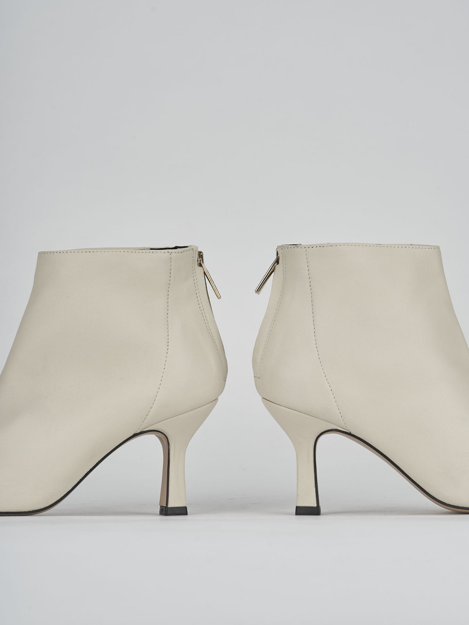 High heel ankle boots heel 7 cm white leather