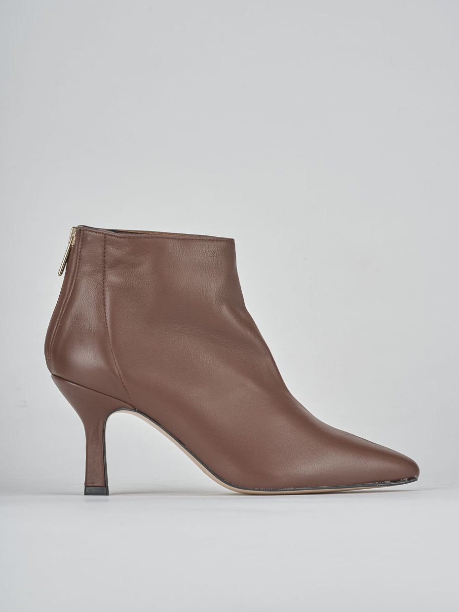 Stivaletti tacco 7cm pelle marrone