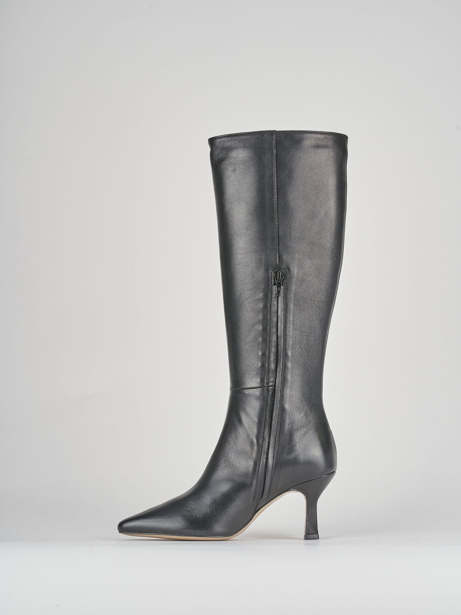 High heel boots heel 7 cm black leather
