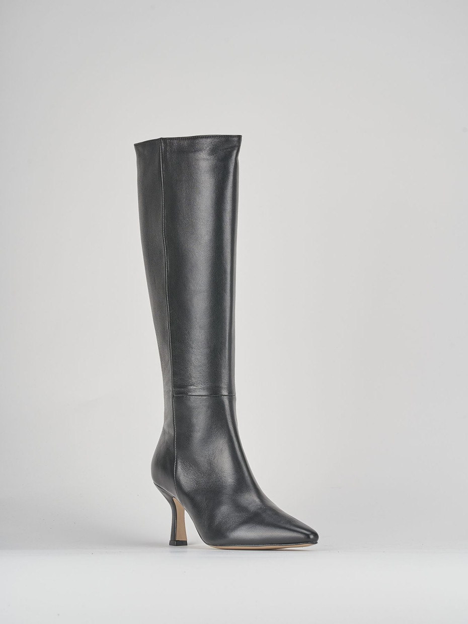High heel boots heel 7 cm black leather