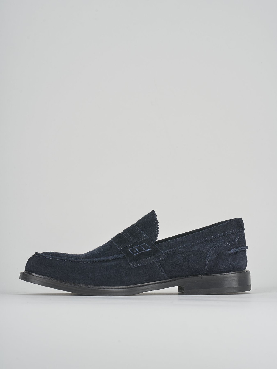 Loafers heel 2 cm blu suede