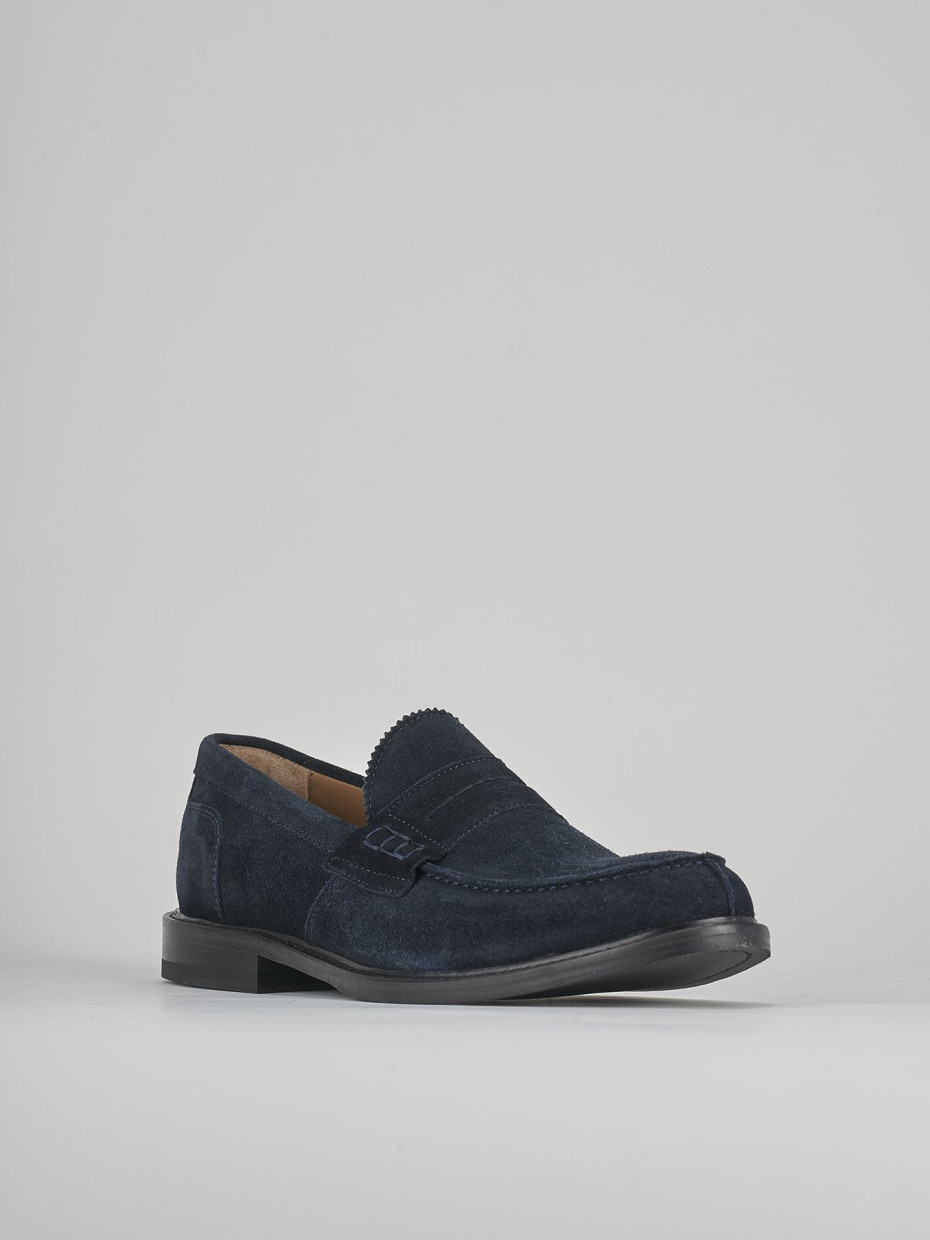 Loafers heel 2 cm blu suede