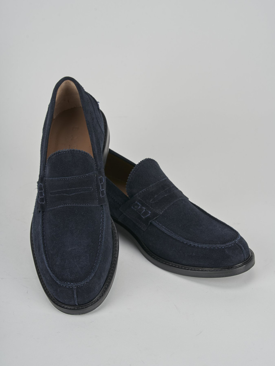 Loafers heel 2 cm blu suede