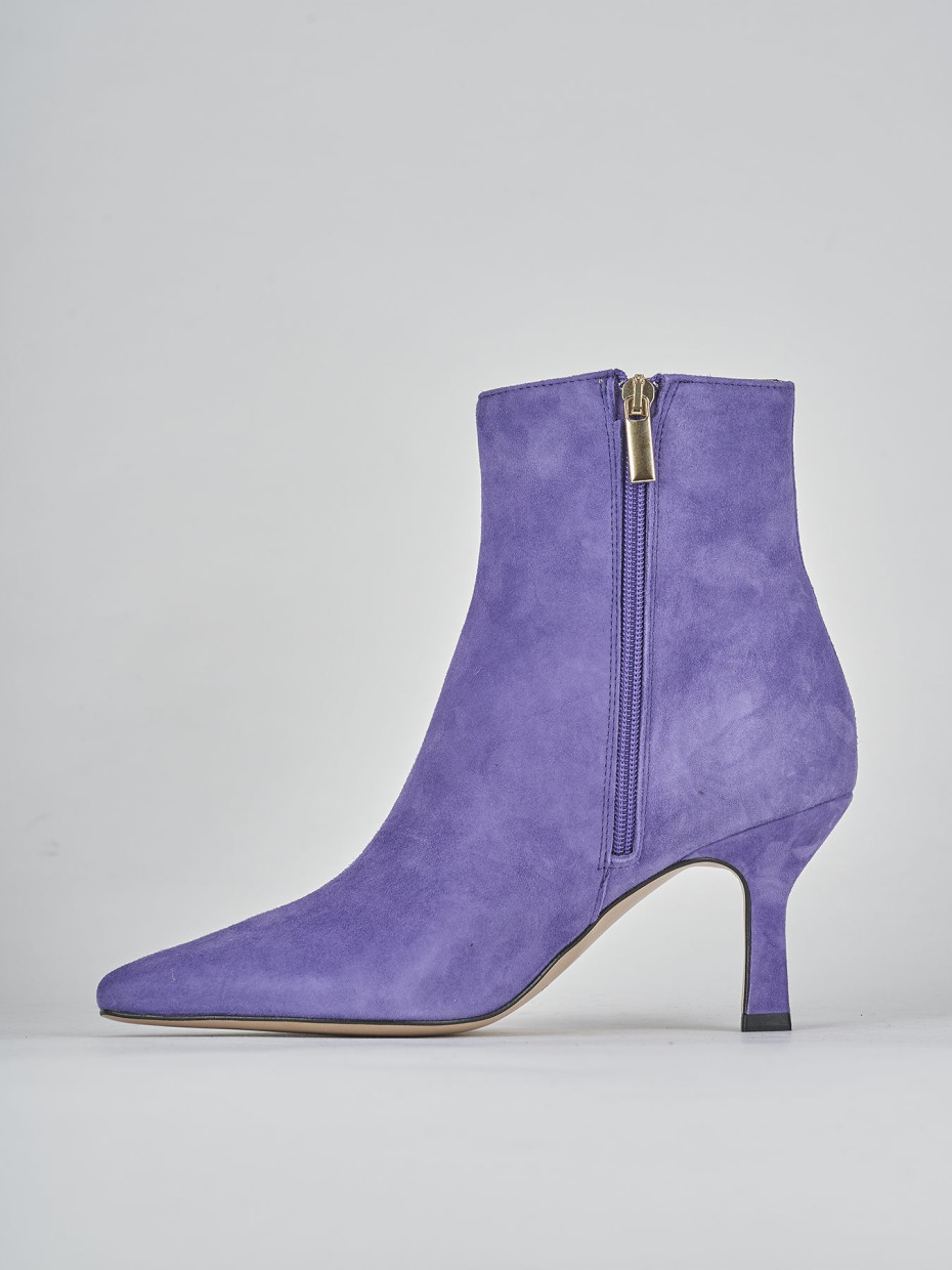 Stivaletti tacco 7cm camoscio viola