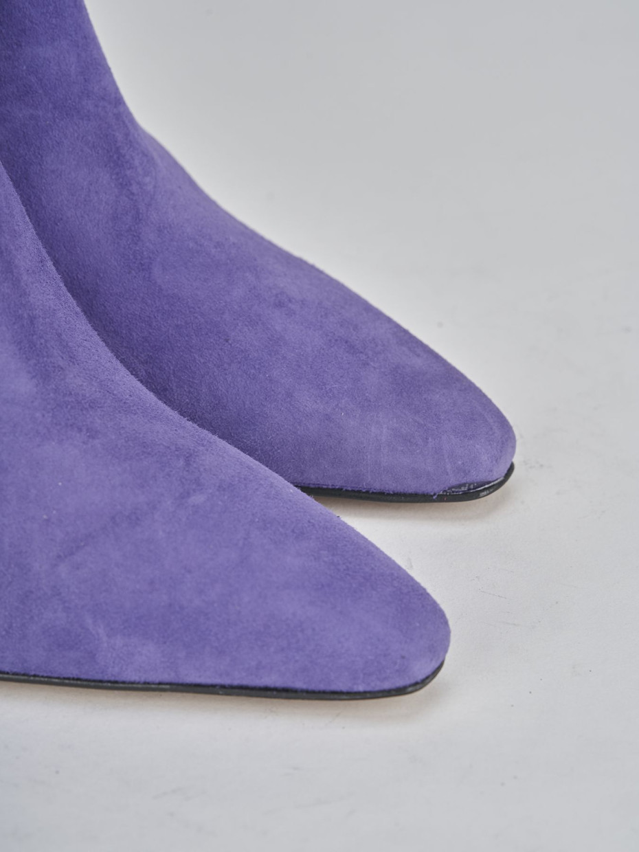 Stivaletti tacco 7cm camoscio viola