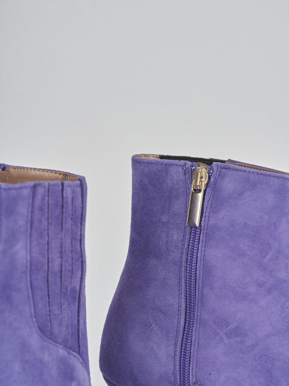 Stivaletti tacco 7cm camoscio viola