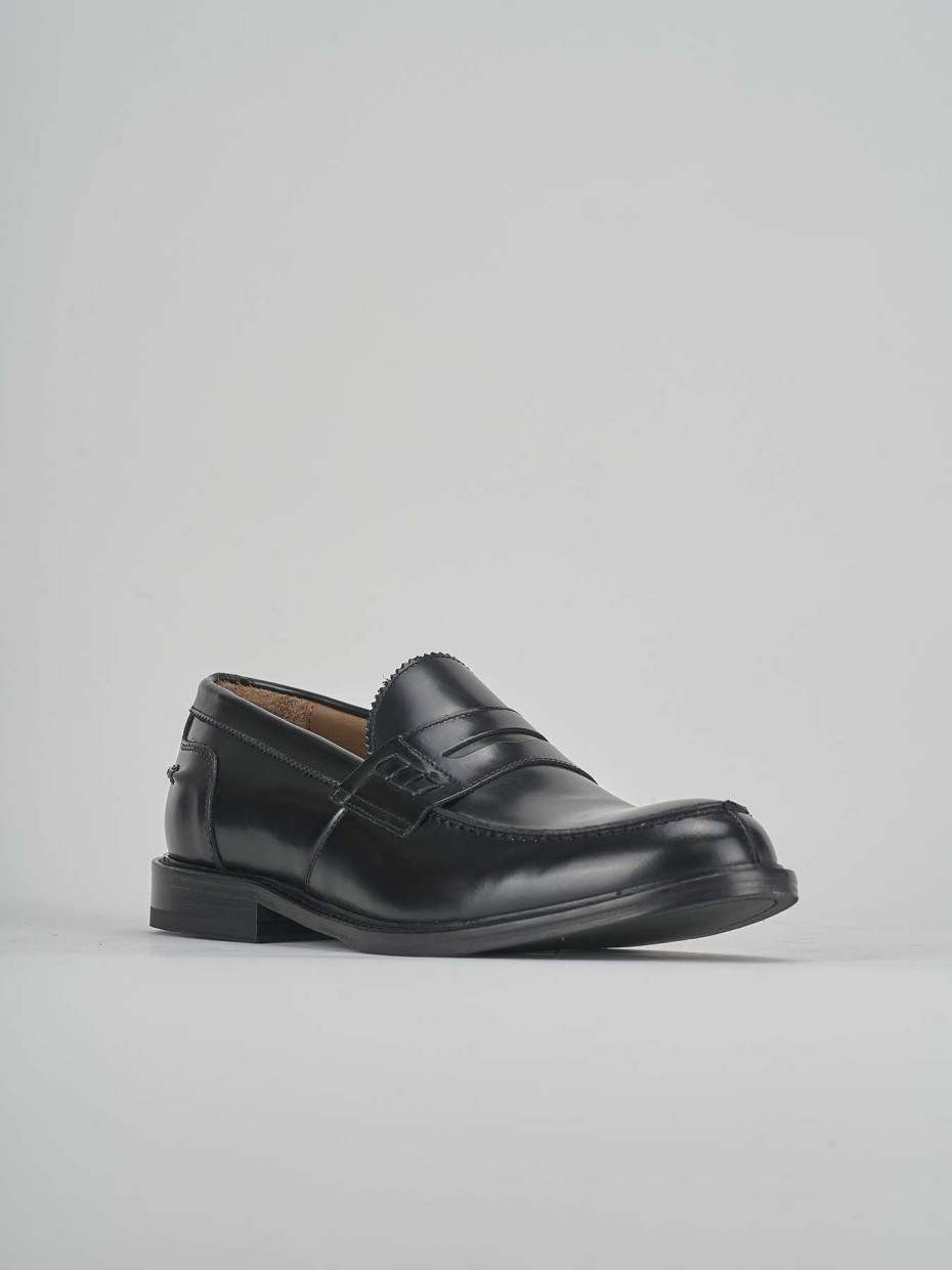 Mocassino tacco 2 cm nero pelle