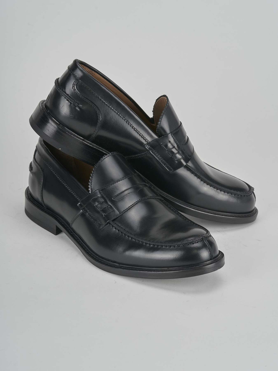 Mocassino tacco 2 cm nero pelle