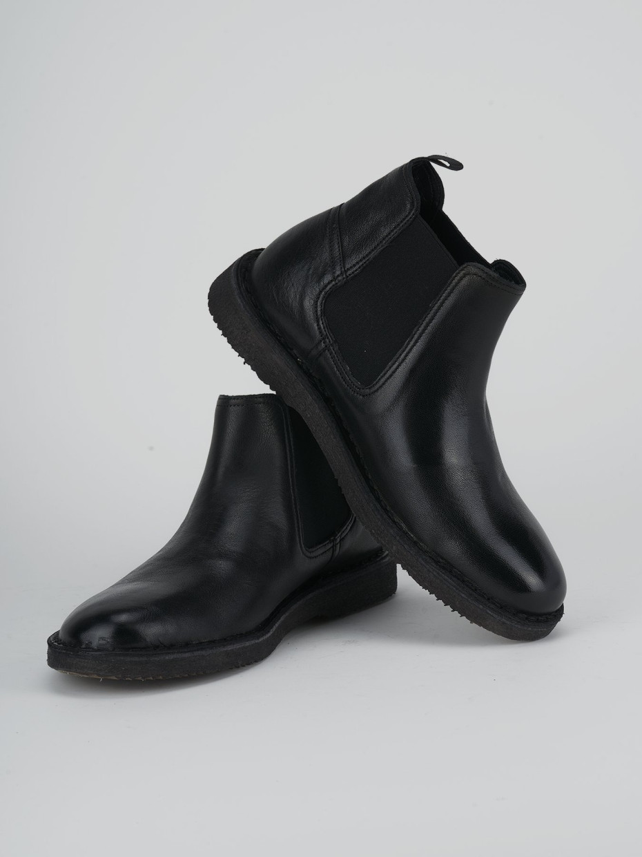 Ankle boots heel 1 cm black leather