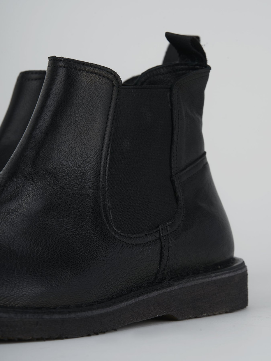 Ankle boots heel 1 cm black leather